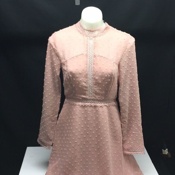 New BARDOT Long Sleeve Cherie Lace Trim Dress - Picture 3 of 9